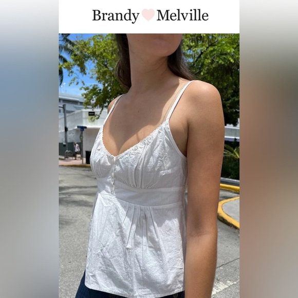 Brandy Melville Tiffany White Adjustable Spaghetti Strap Cotton Tank Top, NWT - Picture 9 of 9